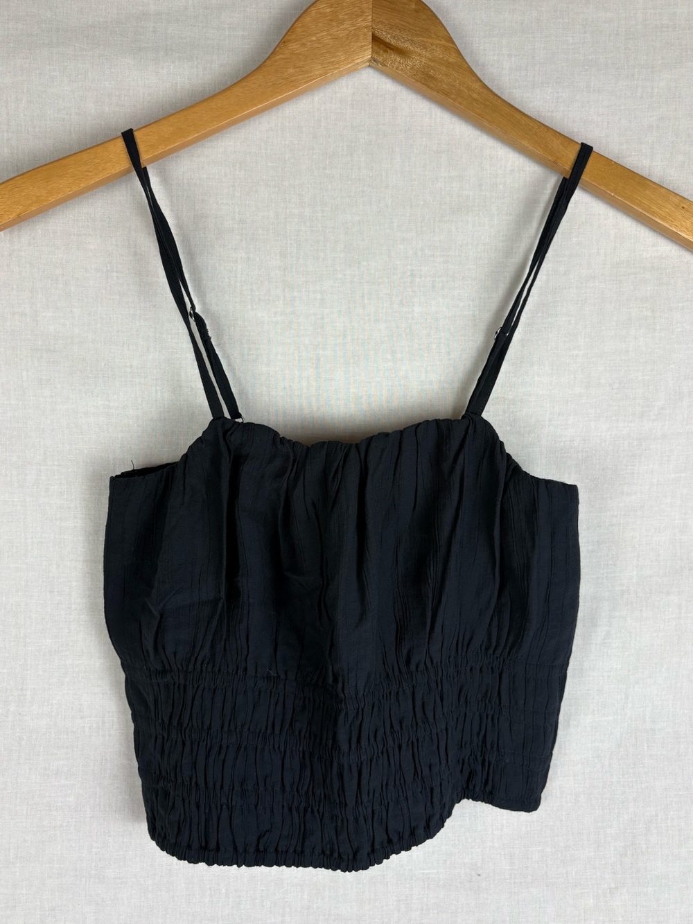 Abercrombie & Fitch Crinkle Textured Ruched Black Tank Top M
